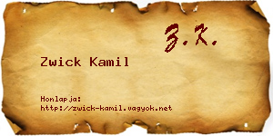 Zwick Kamil névjegykártya